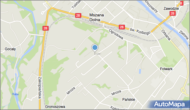 Mszana Dolna, Stachury Adama Jana, mapa Mszana Dolna