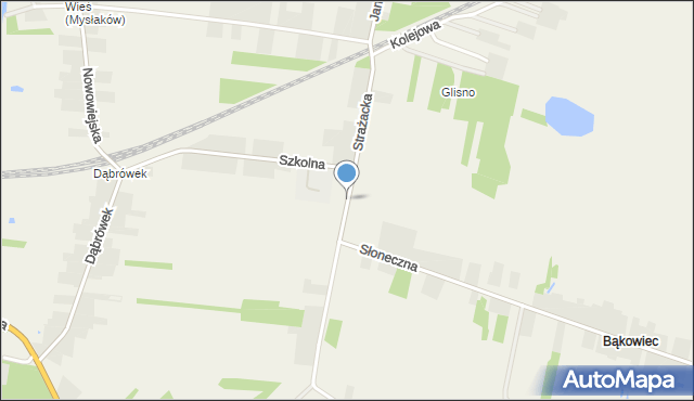 Mysłaków gmina Nieborów, Strażacka, mapa Mysłaków gmina Nieborów
