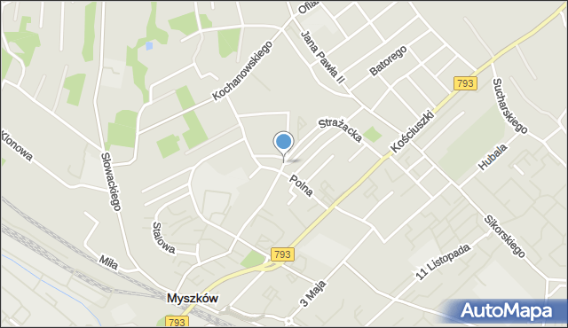 Myszków, Strażacka, mapa Myszków