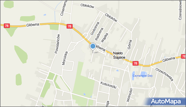 Nakło Śląskie, Strażacka, mapa Nakło Śląskie