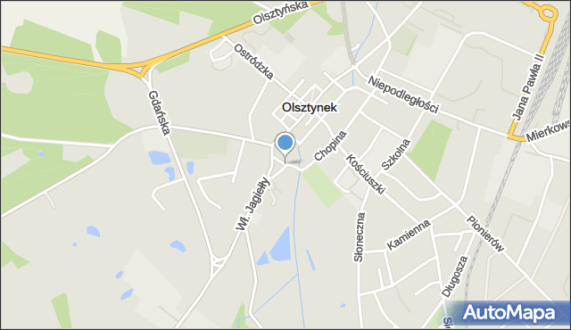 Olsztynek, Strażacka, mapa Olsztynek