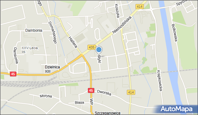 Opole, Styki Jana, mapa Opola