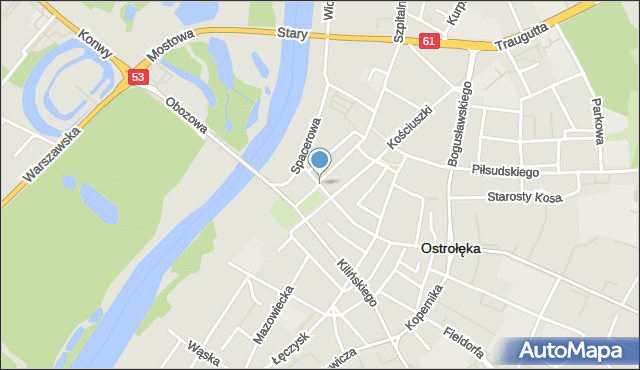 Ostrołęka, Staromostowa, mapa Ostrołęka