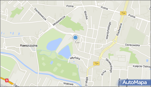 Ostrowiec Świętokrzyski, Starokunowska, mapa Ostrowiec Świętokrzyski