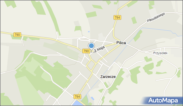 Pilica powiat zawierciański, Strażacka, mapa Pilica powiat zawierciański