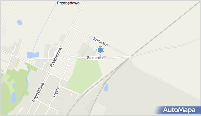 Przebędowo gmina Murowana Goślina, Stolarska, mapa Przebędowo gmina Murowana Goślina