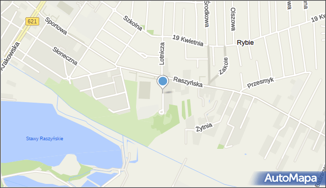 Rybie gmina Raszyn, Stadionowa, mapa Rybie gmina Raszyn