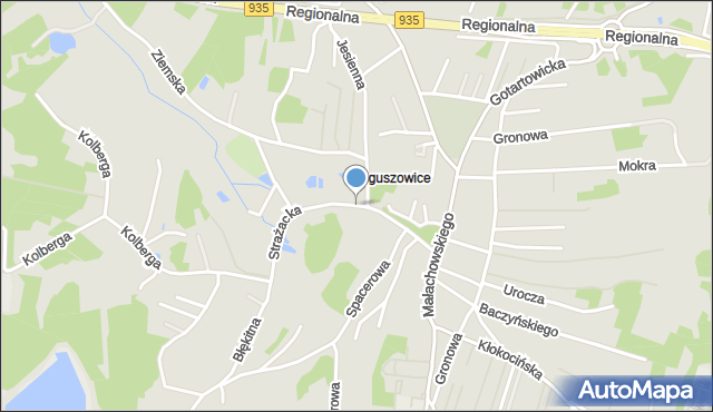 Rybnik, Strażacka, mapa Rybnika