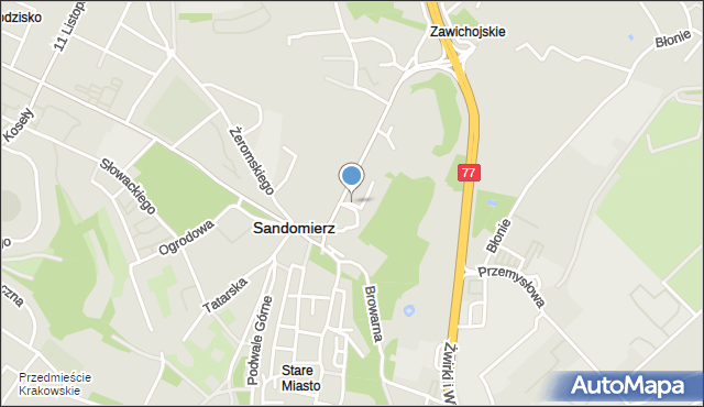 Sandomierz, Struga Andrzeja, mapa Sandomierza