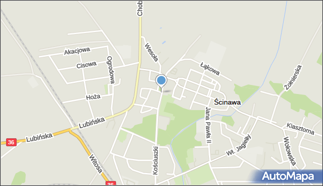 Ścinawa powiat lubiński, Stefana Batorego, mapa Ścinawa powiat lubiński