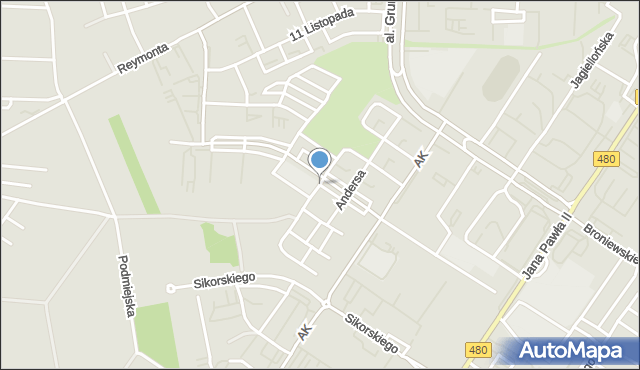 Sieradz, Strzelców Kaniowskich, mapa Sieradz