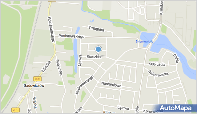 Skierniewice, Staszica Stanisława, mapa Skierniewic