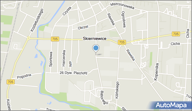 Skierniewice, Stefana Batorego, mapa Skierniewic