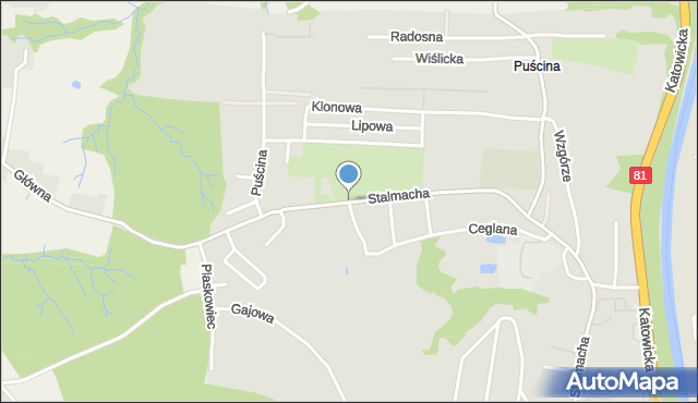 Skoczów powiat cieszyński, Stalmacha, mapa Skoczów powiat cieszyński