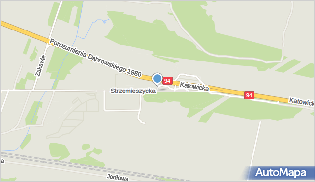 Sławków powiat będziński, Strzemieszycka, mapa Sławków powiat będziński