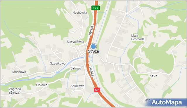 Stróża gmina Pcim, Stróża, mapa Stróża gmina Pcim
