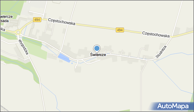 Świercze gmina Olesno, Studnitza, mapa Świercze gmina Olesno