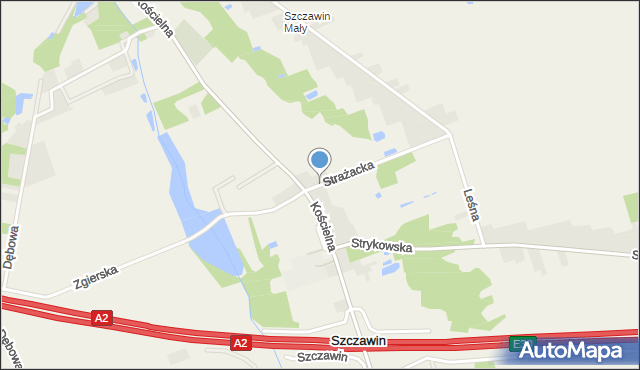 Szczawin gmina Zgierz, Strażacka, mapa Szczawin gmina Zgierz