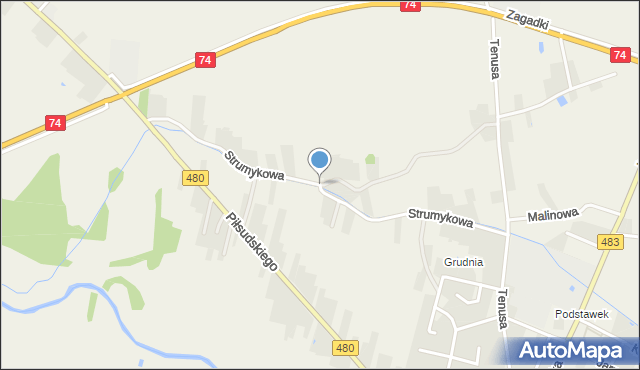 Szczerców, Strumykowa, mapa Szczerców