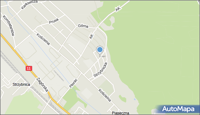 Tarnowskie Góry, Strzybnicka, mapa Tarnowskie Góry