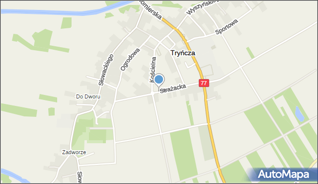 Tryńcza, Strażacka, mapa Tryńcza