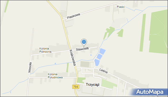 Trzyciąż, Stawowa, mapa Trzyciąż