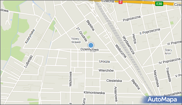 Warszawa, Stylowa, mapa Warszawy