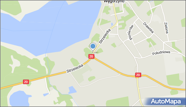 Węgorzyno, Strzelecka, mapa Węgorzyno