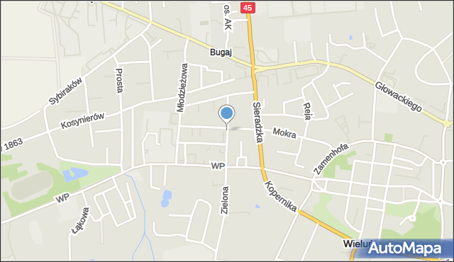 Wieluń, Stanki Jana, mapa Wieluń