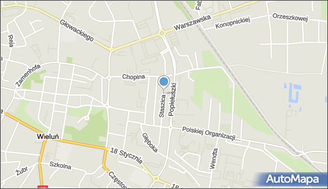 Wieluń, Staszica Stanisława, mapa Wieluń