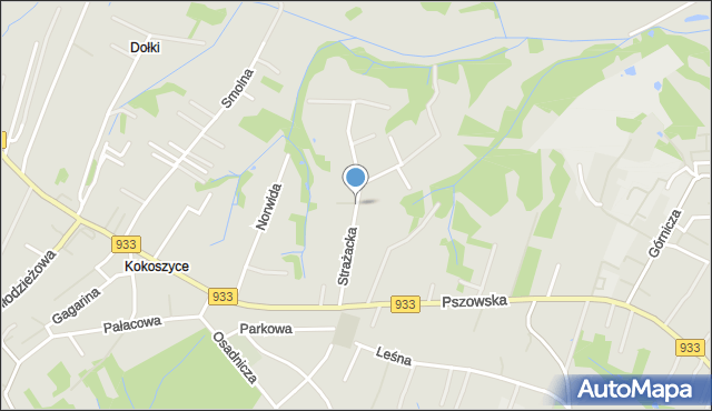 Wodzisław Śląski, Strażacka, mapa Wodzisławia Śląskiego