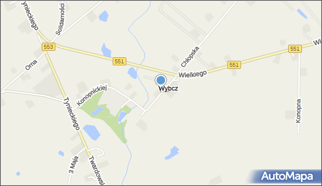 Wybcz, Strażacka, mapa Wybcz