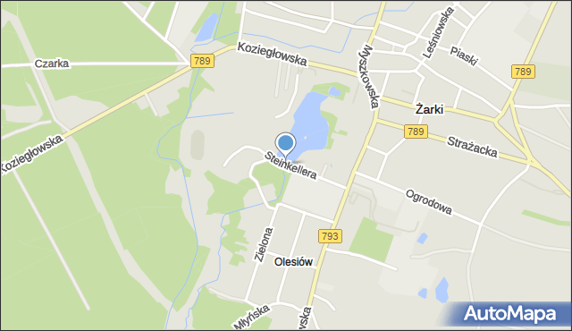 Żarki powiat myszkowski, Steinkellera, mapa Żarki powiat myszkowski