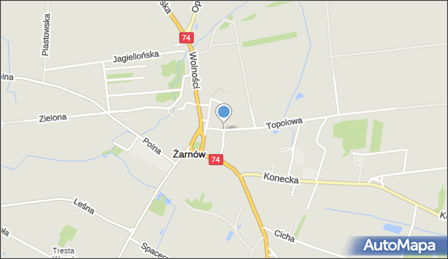 Żarnów powiat opoczyński, Strażacka, mapa Żarnów powiat opoczyński