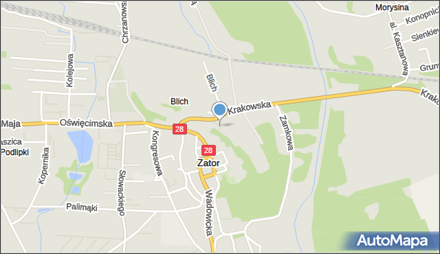 Zator powiat oświęcimski, Stroma, mapa Zator powiat oświęcimski