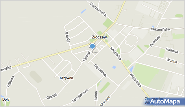 Złoczew, Starowieluńska, mapa Złoczew