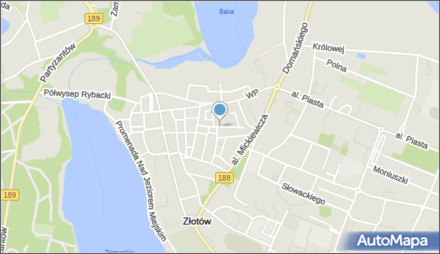 Złotów, Studzienna, mapa Złotów