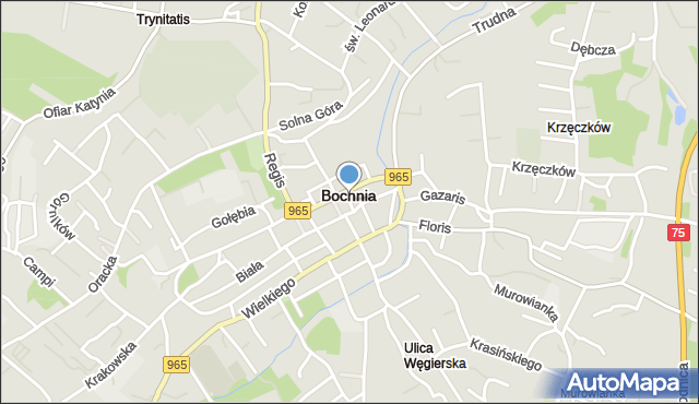 Bochnia, Sutoris, mapa Bochni