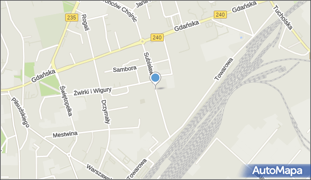 Chojnice, Subisława, mapa Chojnic