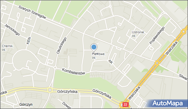 Gorzów Wielkopolski, Sucharskiego Henryka, mjr., mapa Gorzów Wielkopolski