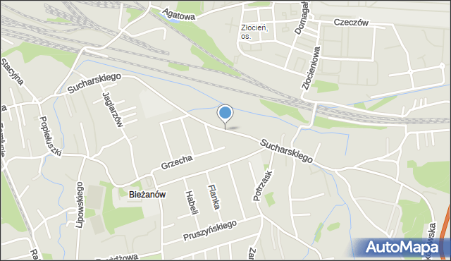 Kraków, Sucharskiego Henryka, mjr., mapa Krakowa