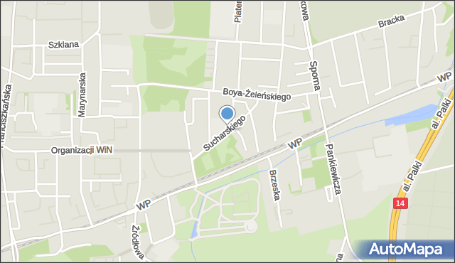 Łódź, Sucharskiego Henryka, mjr., mapa Łodzi