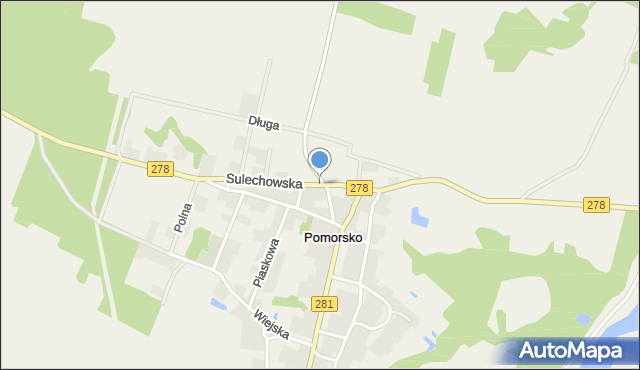 Pomorsko, Sulechowska, mapa Pomorsko