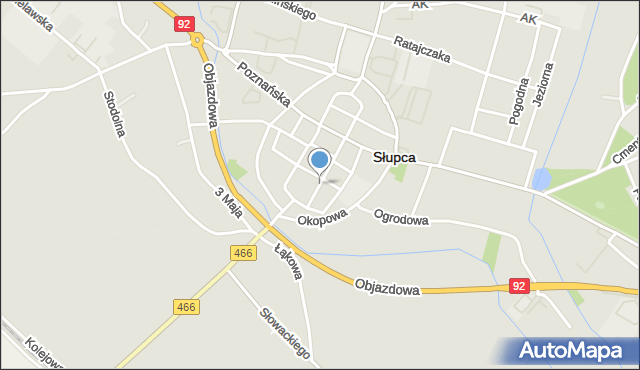 Słupca, Sukiennicza, mapa Słupca