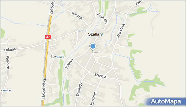 Szaflary, Suskiego Augustyna, mapa Szaflary