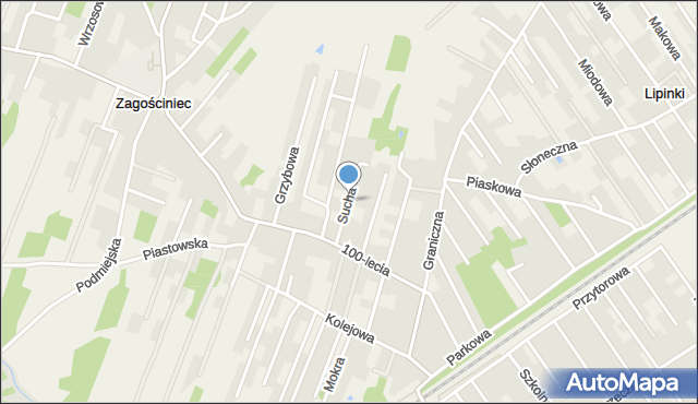 Zagościniec gmina Wołomin, Sucha, mapa Zagościniec gmina Wołomin