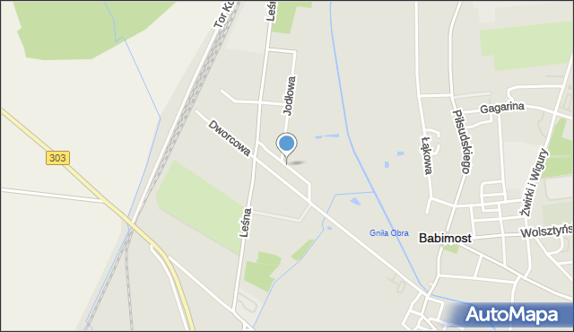 Babimost, Świerkowa, mapa Babimost