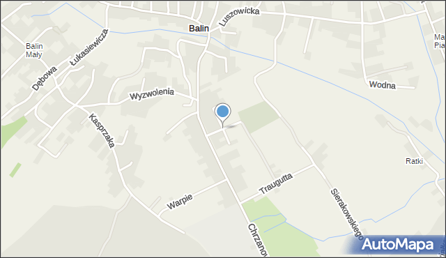 Balin gmina Chrzanów, św. Maksymiliana Marii Kolbego, mapa Balin gmina Chrzanów