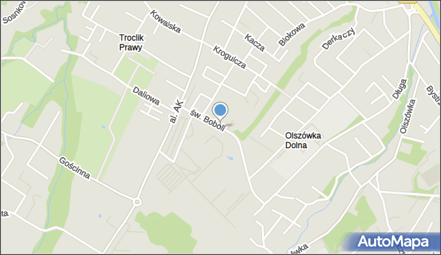 Bielsko-Biała, św. Boboli Andrzeja, mapa Bielsko-Białej