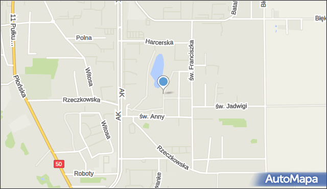 Ciechanów, św. Floriana, mapa Ciechanów